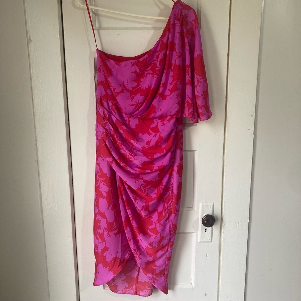 Do+Be Red & Pink Floral Off The Shoulder Dress